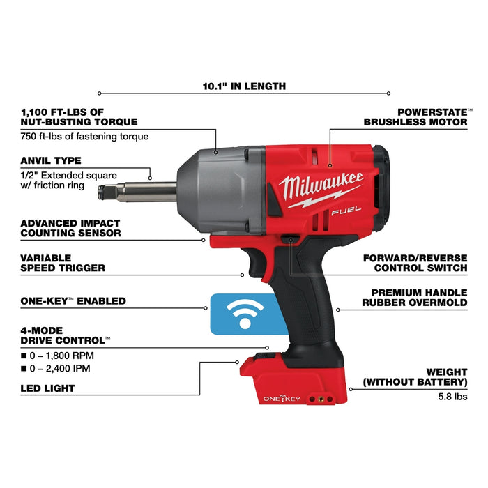 Milwaukee 2769-20 M18 FUEL 18V 1/2 Inch Impact Wrench w/ Friction Ring Bare Tool