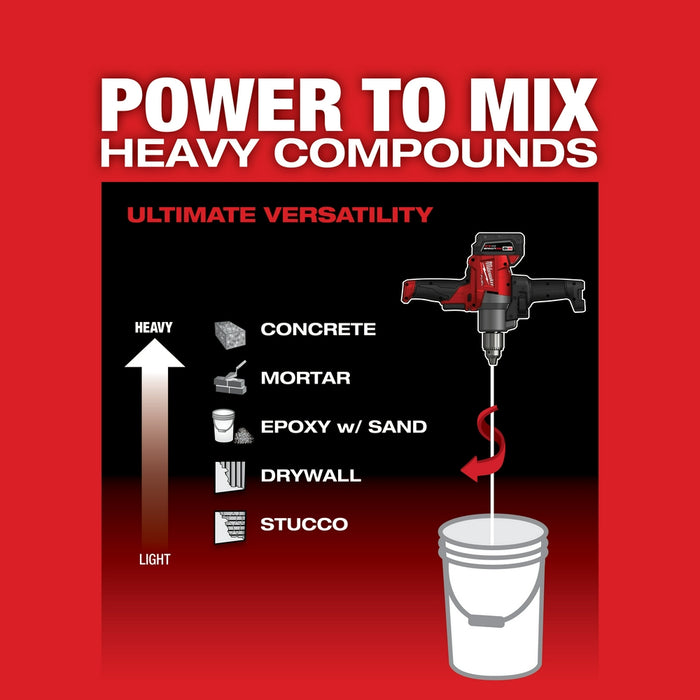 Milwaukee 2810-20 M18 FUEL 18V 1/2-Inch Variable-Speed Mud Mixer - Bare Tool