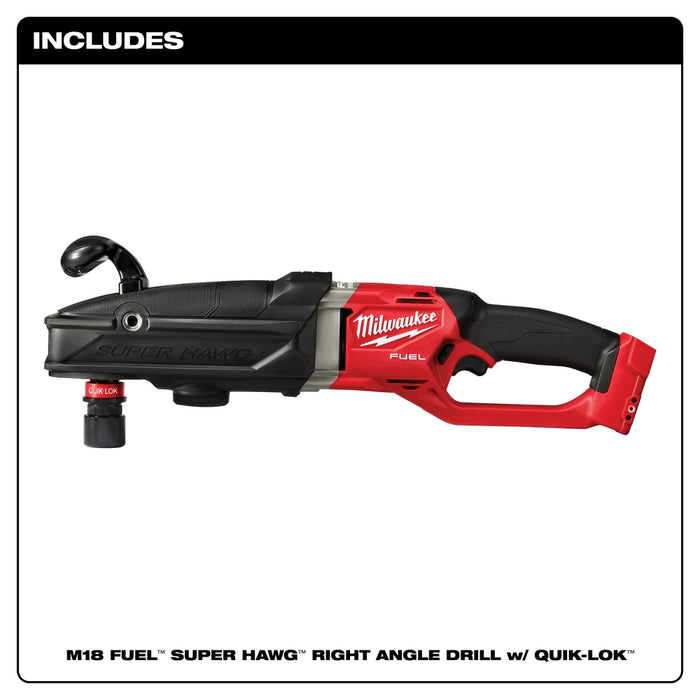 Milwaukee 2811-20 M18 FUEL 18V Super Hawg Right Angle Drill Quik-Lok - Bare Tool