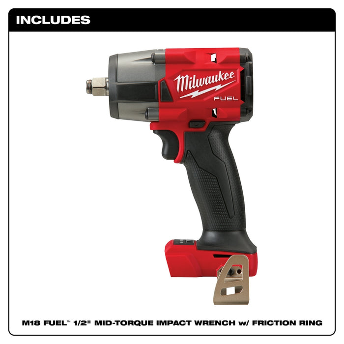 Milwaukee 2962-20 M18 FUEL 18V 1/2" Cordless Mid-Torque Impact Wrench -Bare Tool