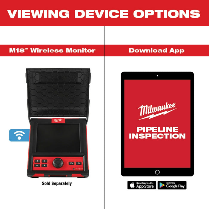 Milwaukee 2972-20 M18 18V 100’ Flexible Pipeline Inspection Reel - Bare Tool