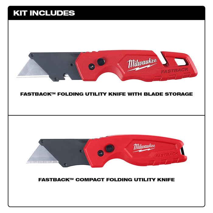Milwaukee 48-22-1503 FASTBACK Folding Tool Free Utility Knife Set - 2 PC