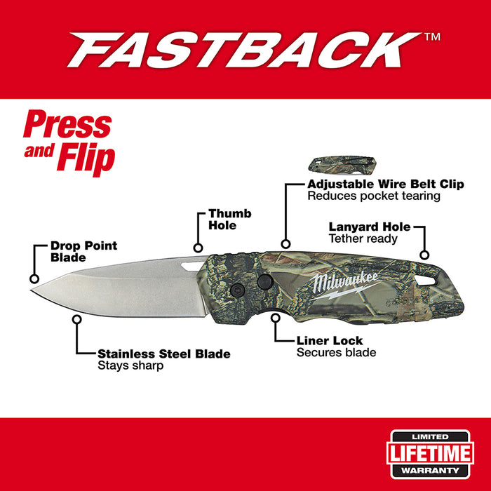 Milwaukee 48-22-1524 FASTBACK Camo Folding Pocket Knife