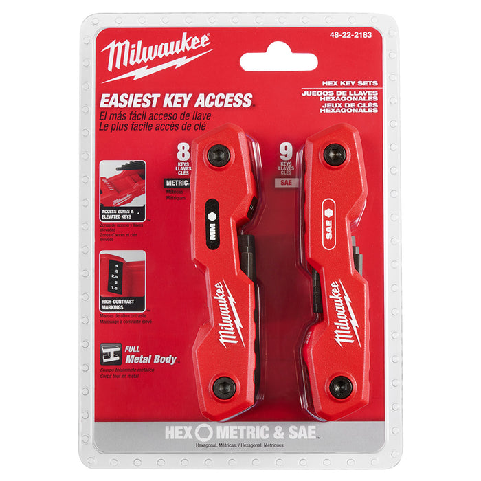 Milwaukee 48-22-2183 17 Key Folding Hex Key SAE/Metric Sets -  2PC