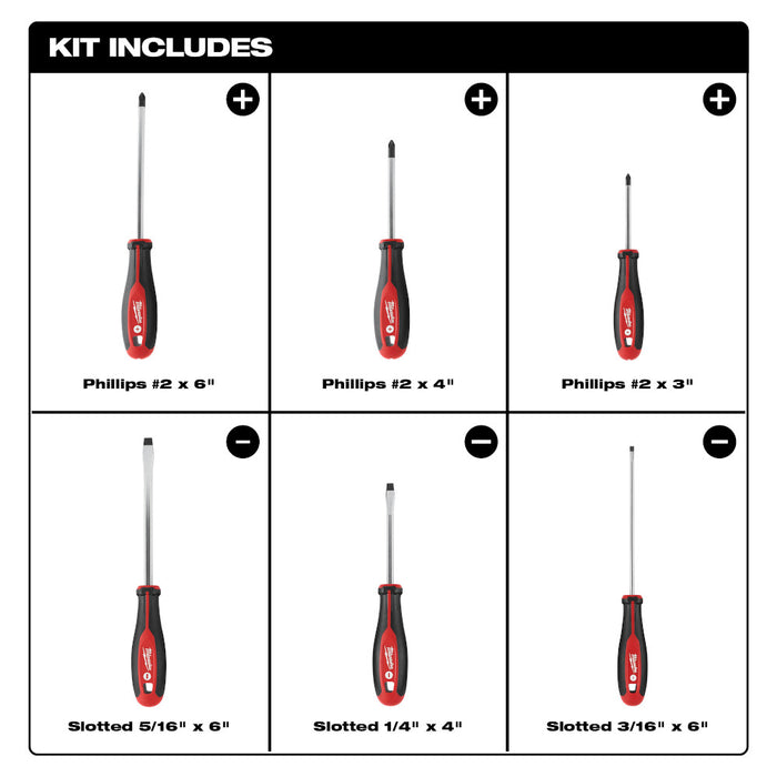 Milwaukee 48-22-2706 Multi-Tip Forged Shanks Wire Bending Screwdriver Set - 6 PC