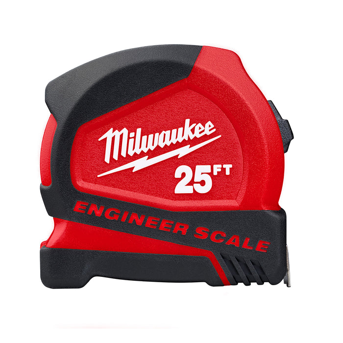 Milwaukee 48-22-6625E 25 Feet Compact Tape Measure w/ Engineer Scale