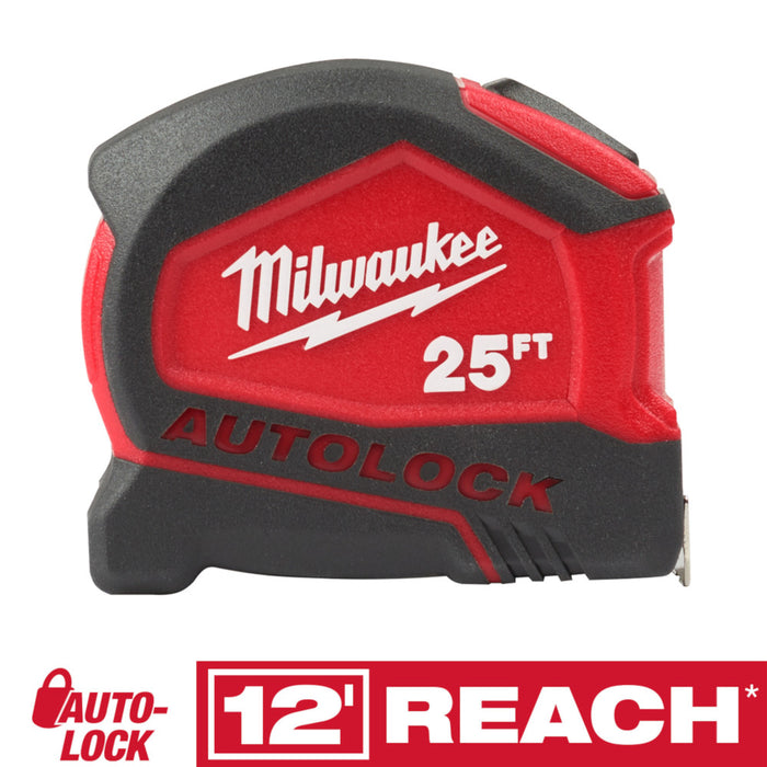 Milwaukee 48-22-6825 25' Compact Heavy Duty Auto Lock Tape