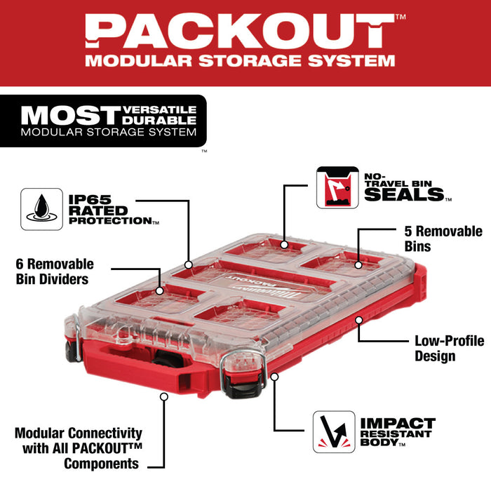 Milwaukee 48-22-8436 5-Compartment PACKOUT Compact Low-Profile Tool Organizer