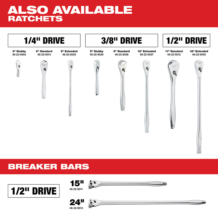 Milwaukee 48-22-9005 1/4” Drive 9” Ratchet Chrome Plated w/ Extended Handle