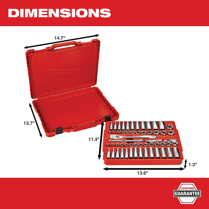 Milwaukee 48-22-9008 3/8-Inch Drive SAE and Metric Ratchet and Socket Set - 56pc