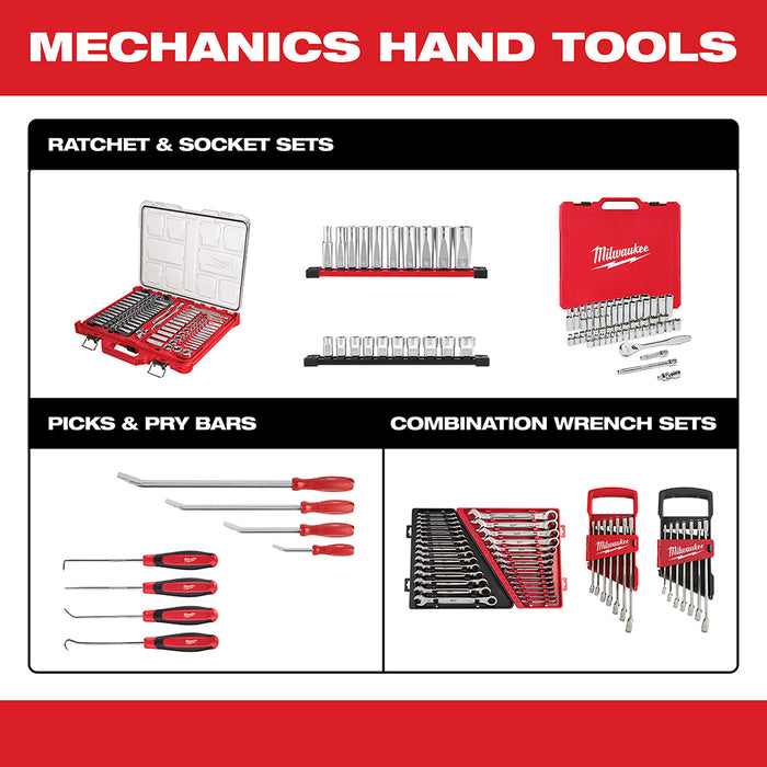 Milwaukee 48-22-9406 Durable SAE Ratcheting Combination Wrench Set - 7pc