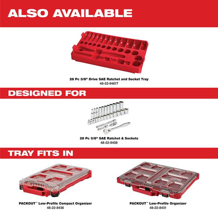 Milwaukee 48-22-9408 3/8-Inch Drive Durable SAE Ratchet and Socket Set- 28pc