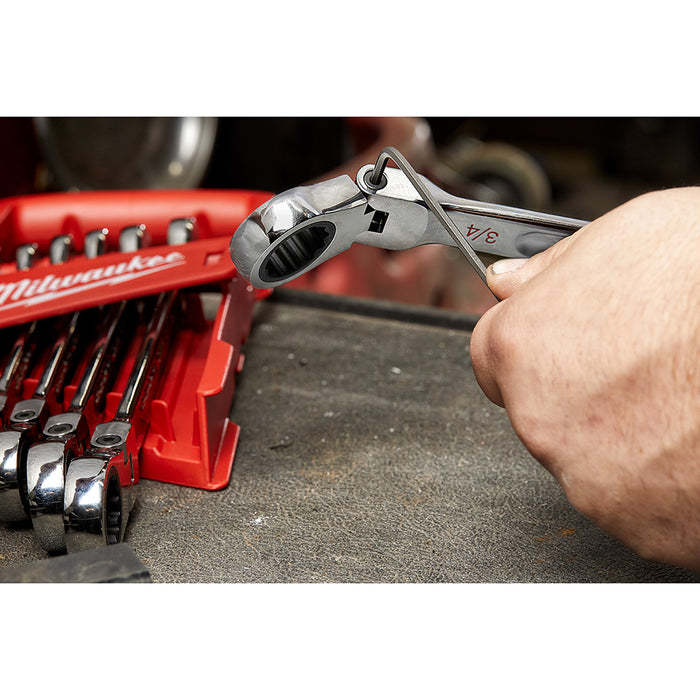 Milwaukee 48-22-9413 Flex Head Ratcheting SAE Combination Wrench Set - 15 PC
