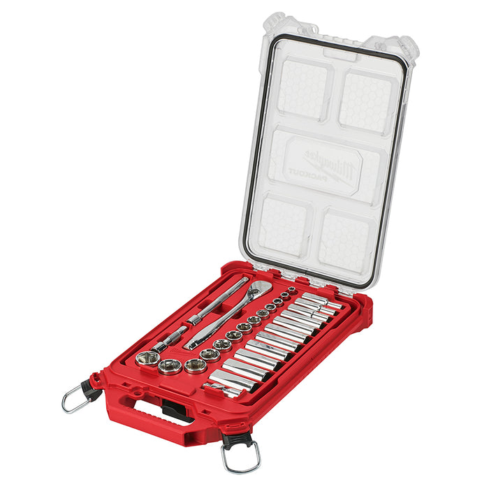 Milwaukee 48-22-9481 3/8” Ratchet SAE Mechanics Tool Set w/ Packout Case - 28pc