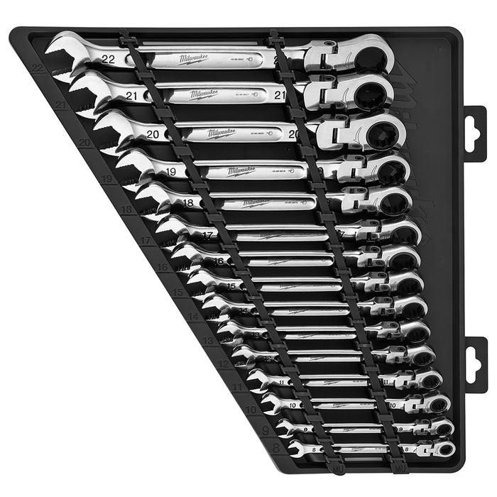 Milwaukee 48-22-9513 Flex Head Ratcheting Metric Combination Wrench Set - 15 PC