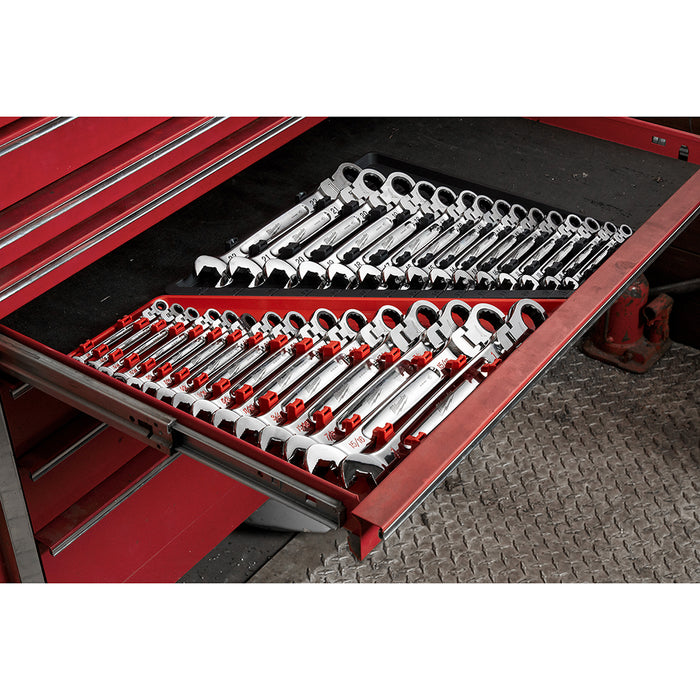 Milwaukee 48-22-9513 Flex Head Ratcheting Metric Combination Wrench Set - 15 PC