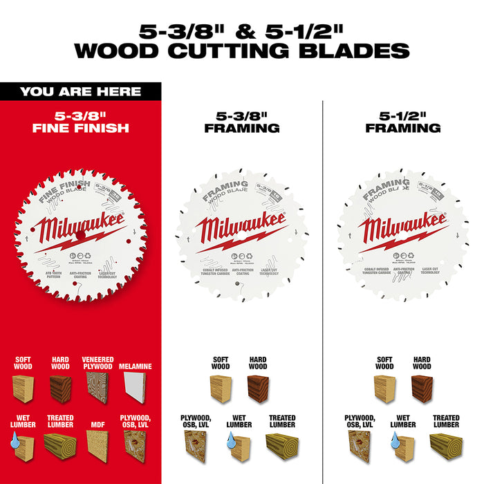 Milwaukee 48-40-0524 5-3/8" 36T Fine Finish Circular Saw Wood Blade