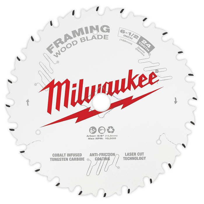Milwaukee 48-40-0620 6-1/2-Inch 24-Tpi Carbide Framing Circular Saw Blade