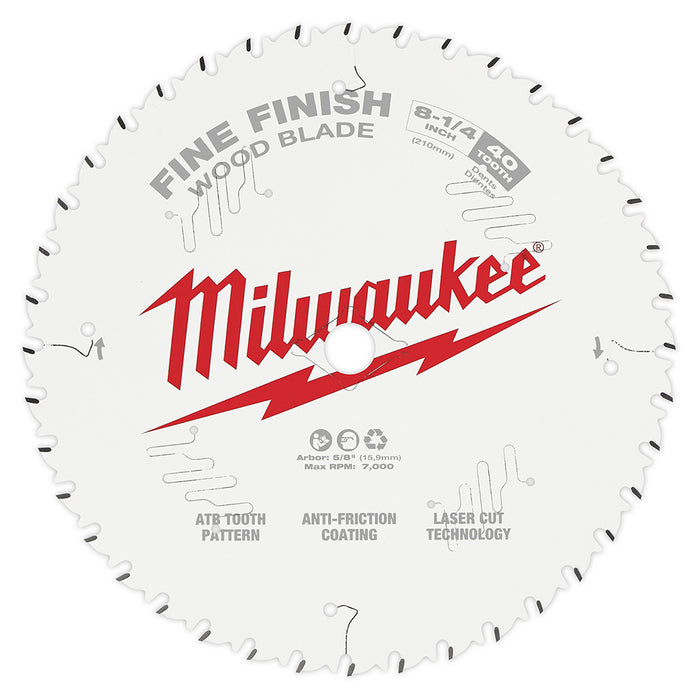 Milwaukee 48-40-0822 8-1/4-Inch 40-Tpi Carbide Fine Finish Circular Saw Blade