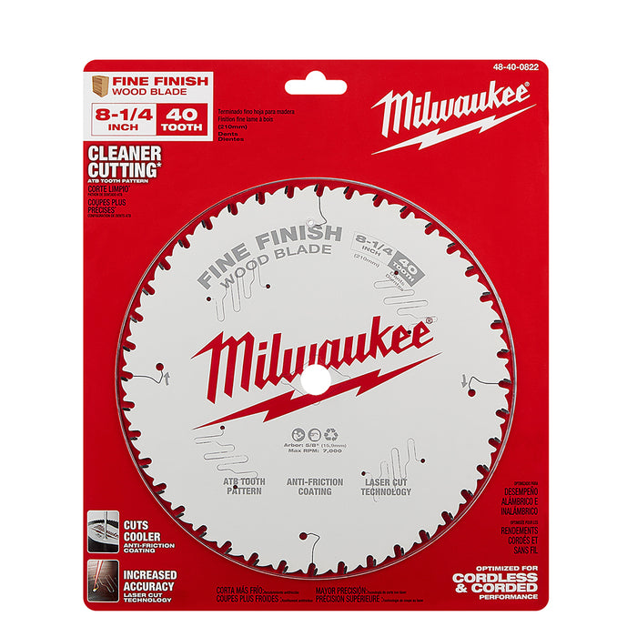 Milwaukee 48-40-0822 8-1/4-Inch 40-Tpi Carbide Fine Finish Circular Saw Blade