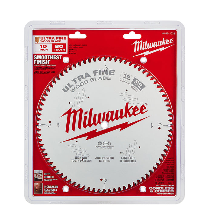 Milwaukee 48-40-1032 10" 80T Ultra Fine Circular Saw Wood Blade