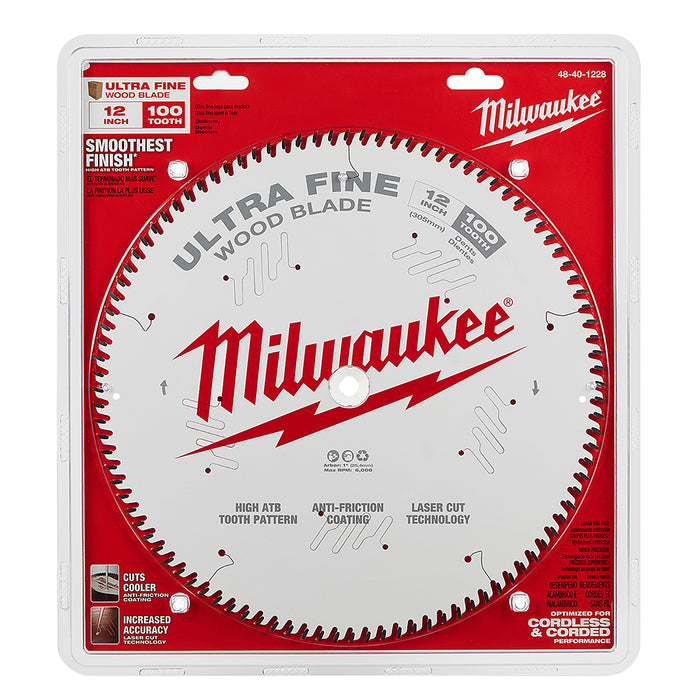 Milwaukee 48-40-1228 12" 100T Ultra Fine Circular Saw Wood Blade