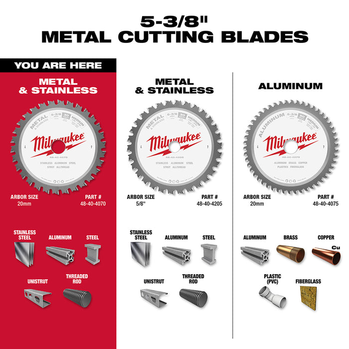 Milwaukee 48-40-4070 5-3/8" x 30 Teeth Stainless Steel Metal Circular Saw Blade