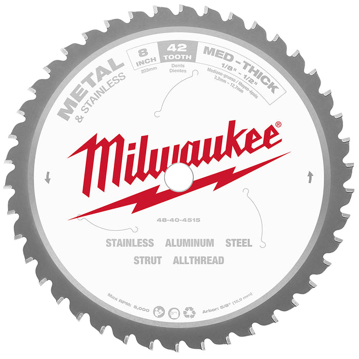Milwaukee 48-40-4515 8-Inch 42-TPI Durable Metal Cutting Circular Saw Blade