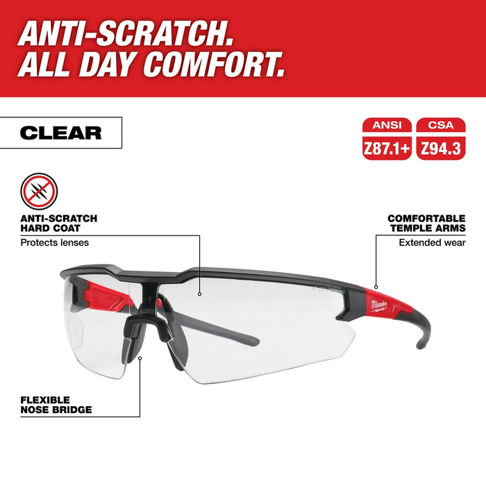 Milwaukee 48-73-2052 Safety Glasses Clear Anti-Scratch Lenses - 3 PK