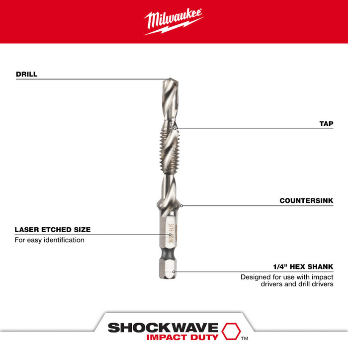 Milwaukee Shockwave Impact Drill & Tap Bit Set – 5 Piece (48-89-4874)