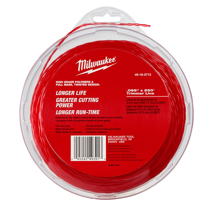 Milwaukee 49-16-2713 .095-Inch x 250-Foot Twisted Polymer Trimmer Line