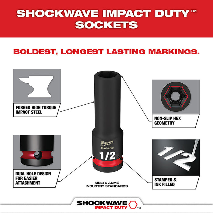 Milwaukee 49-66-6804 SHOCKWAVE 1/2” Impact Duty Socket MM PACKOUT Set - 27 PC