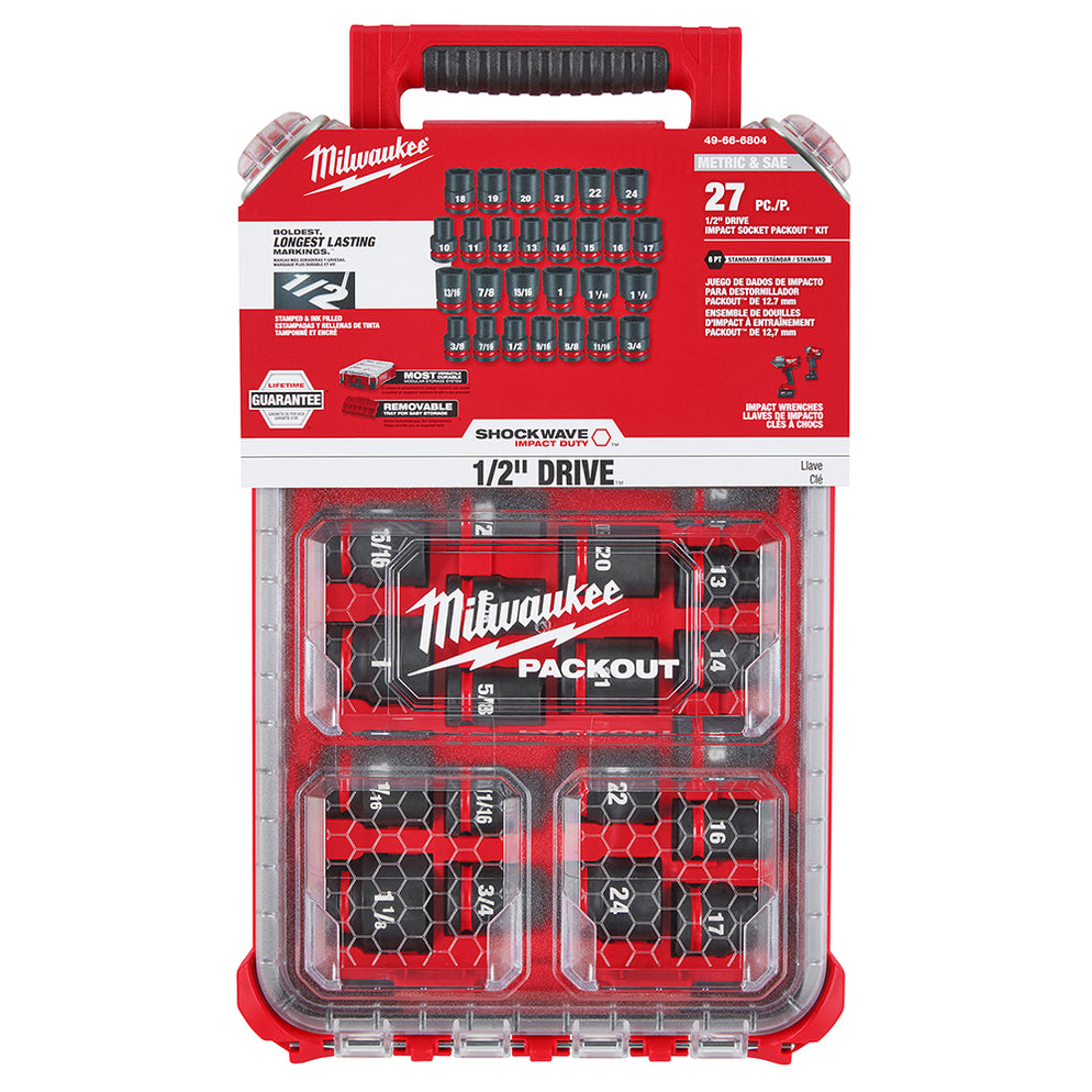 Milwaukee SHOCKWAVE Impact Duty 1/2 Drive Metric 3PC Lug Nut Wheel Milwaukee SHOCKWAVE Impact Duty 1/2 Drive Metric 3PC Lug Nut Wheel
