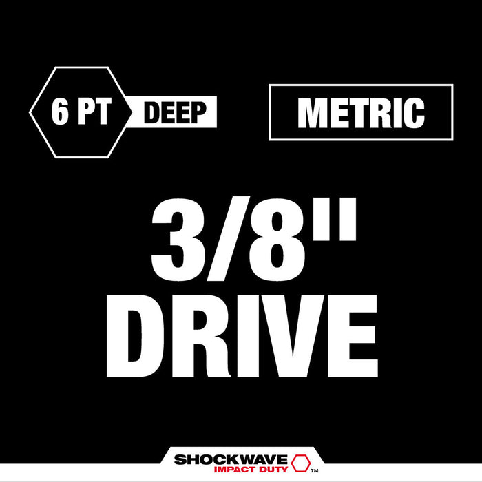 Milwaukee 49-66-6816 SHOCKWAVE 3/8” Impact Duty Socket MM TRAY Set - 19 PC