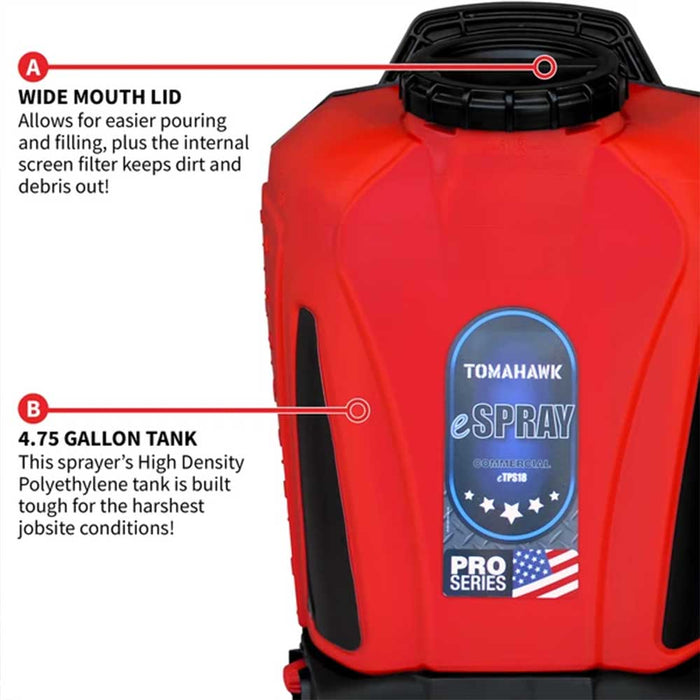 Tomahawk Power ETPS18 4.75 Gallon Battery Powered Backpack Pest Control Sprayer