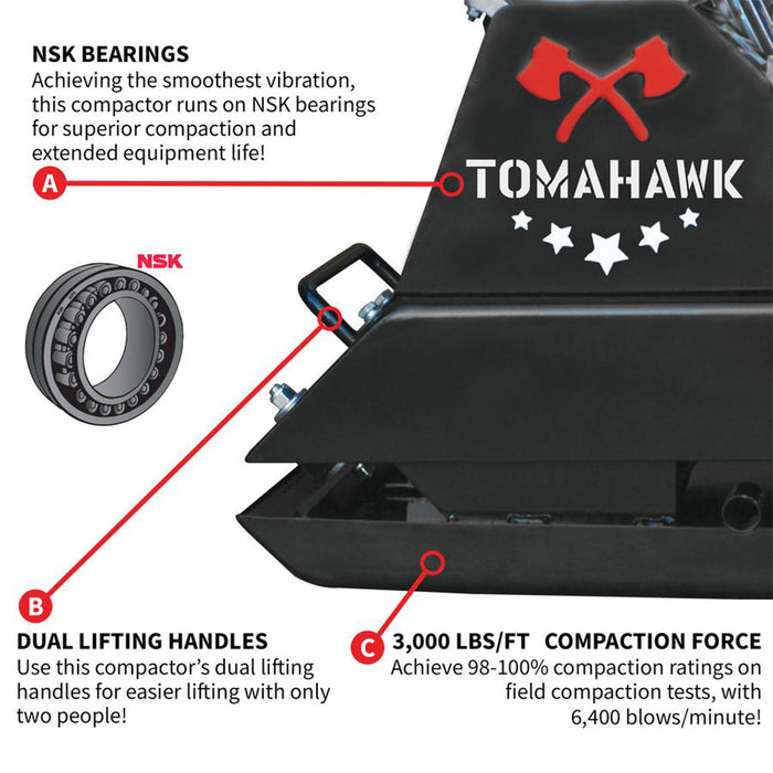 Tomahawk Power TPC80H 5.5 HP GX160 Honda Vibratory Plate Soil Compactor Tamper