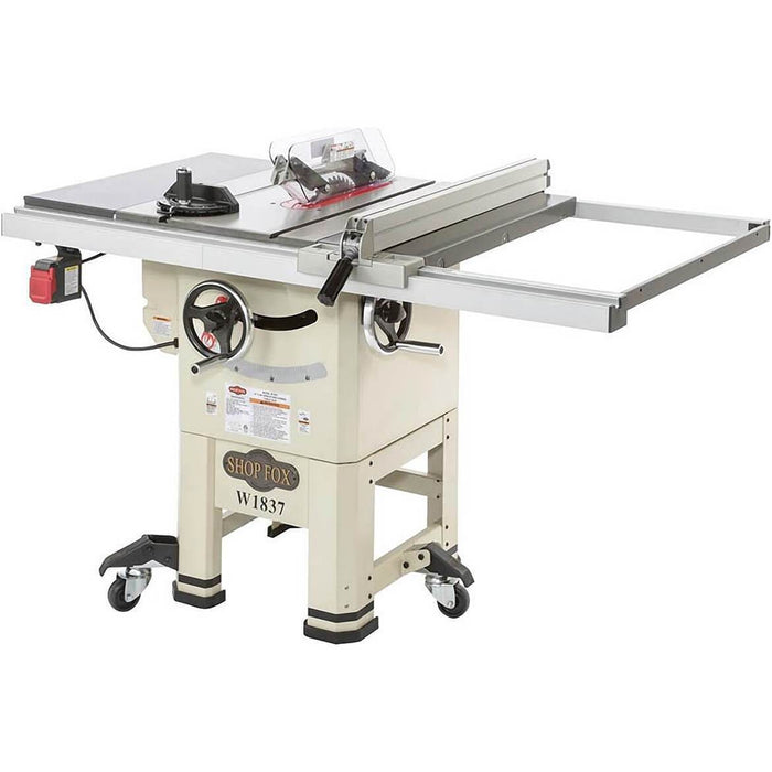 Shop Fox W1837 10" 2 HP Open-Stand Hybrid Table Saw with Enclosed Cabinet Bottom