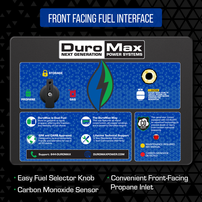 DuroMax XP13000HX 13,000 Watt Portable Dual Fuel Gas Propane CO Alert Generator