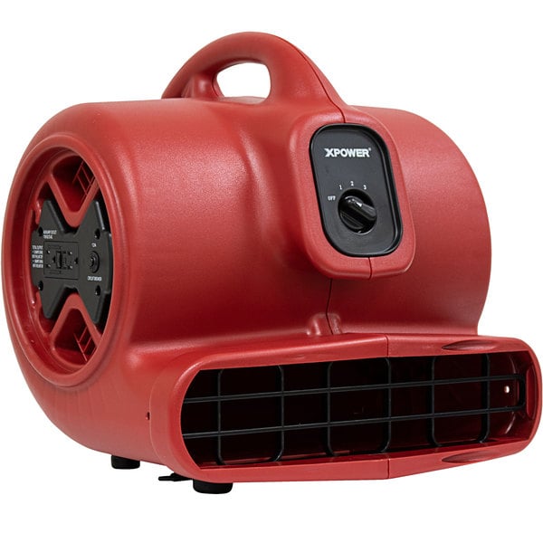 Xpower X-600A-Red 1/3 HP Air Mover w/ Built-In Power Outlets - Red