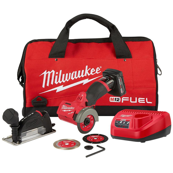 Milwaukee 2522-21XC M12 FUEL 12V 3-Inch 4.0Ah Cordless Cut Off Tool Kit